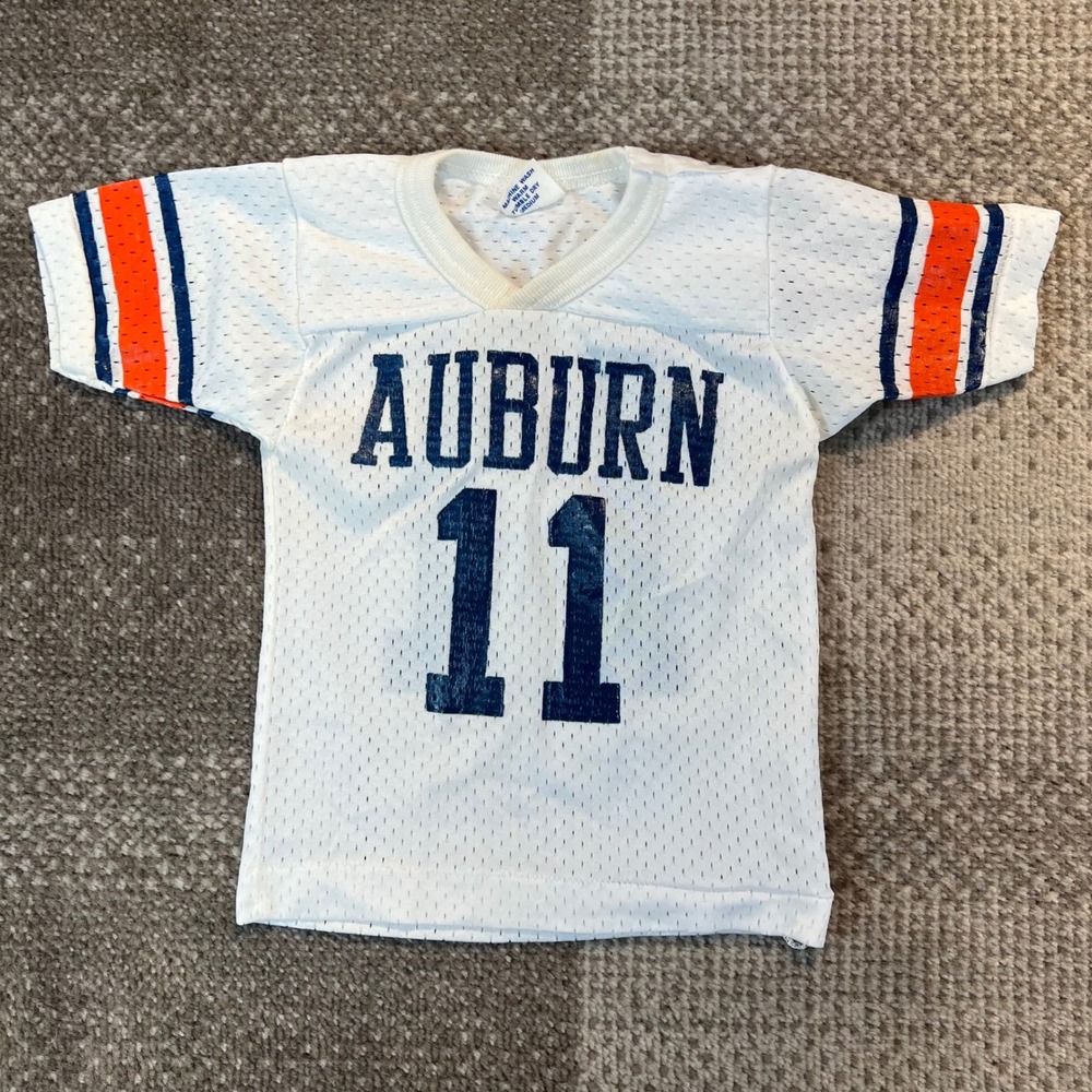Vintage Sport Huddle Auburn Tigers Kids Football Jersey White Size 2 Hall 11 80s